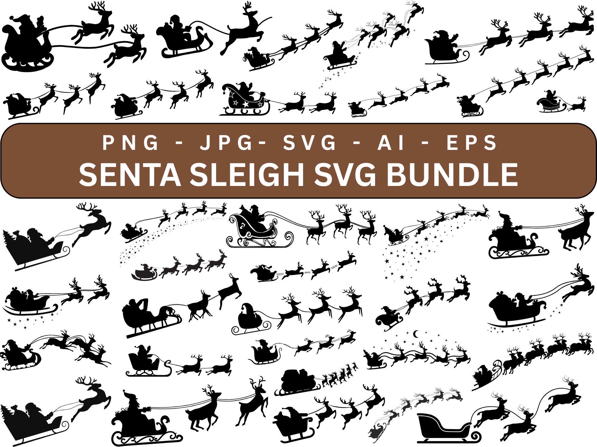 Santa Sleigh SVG Bundle, Christmas Night Scene Svg, Santa's Sleigh ...