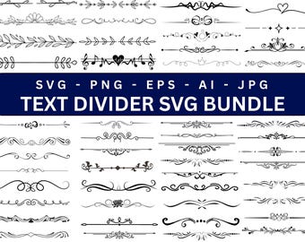 Decorative Text Divider SVG, Wedding & Valentine's Day Designs, Cut File, Border Svg, Silhouette, Decor Svg
