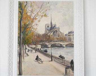 Vintage Japan Bin Kashiwa Print Paris Naïf Notre Dame Et Les Quais