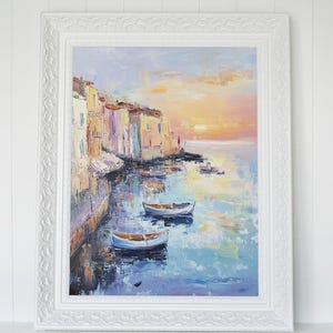 Portofino Sunset Cityscape - Impressionist Digital Art Print for Home Décor