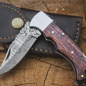 Hand Forged Damascus Steel Pocket Folding Camping Tool