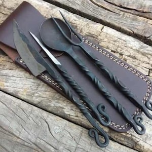 Custom Handmade Medieval Cutlery Set, Kitchen use set, Best Birthday And Anniversary Gift, 4 Pieces Chef Set, Gift For Everyone