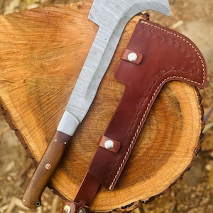 Handgjord Damaskus stålkrok | Dubbelkantad bushcraft-campingverktyg
