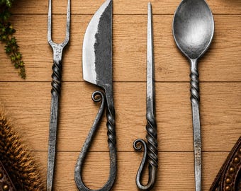 手作りの鍛造アンティーク中世カトラリーセット| 4個 - Etsy 日本