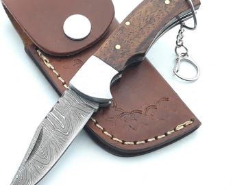 Hand Forged Damascus Steel Pocket Folding Camping Tool