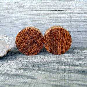 25mm Bocote wood plugs, 1&quot; custom organic gauges crafted by hand