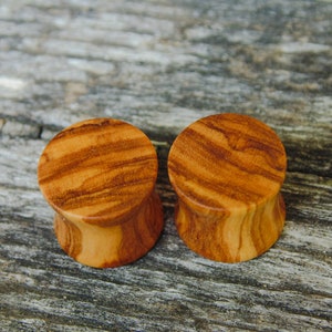 12.6mm Olive Wood ear plugs, hand crafted organic 1/2&quot; gauge wooden flesh plugs