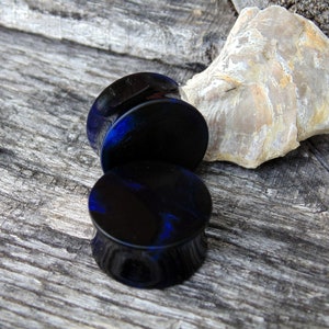 22mm Acrylic black blue swirl plugs. 7/8&quot; gauge ear plugs, body jewelry. Hand crafted