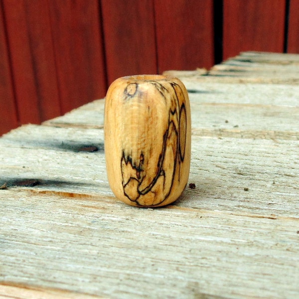 Black Line Maple wood hand turned dread bead, hand crafted,  braid bead, knife lanyard pull beads