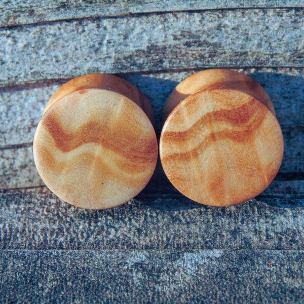 16mm Olive Wood ear plugs, gauges, hand crafted organic Tunisian grown 5/8ths gauge wooden flesh plugs