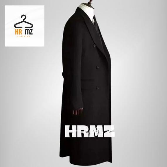 Men's Black Wool & Cashmere Military-style Greatcoat – Double