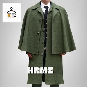 Manteau cape en tweed Inverness pour homme - Nouveau design de surcape sans manches, idéal pour les occasions formelles, décontractées, les mariages et le cosplay.