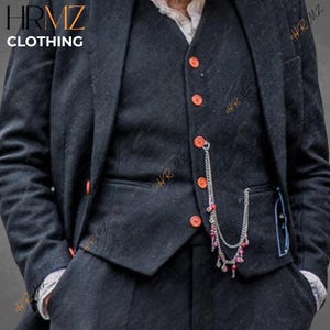 New Premium Men’s Custom Tailored 3-Piece Suit - Black Tweed - Peaky Blinders Style | Inspired by Alfie Solomons & Thomas Shelby