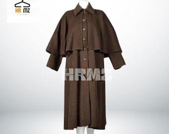 Yves Saint Laurent Rive Gauche Wool Inverness Cape Swing Coat – All-Weather Elegance