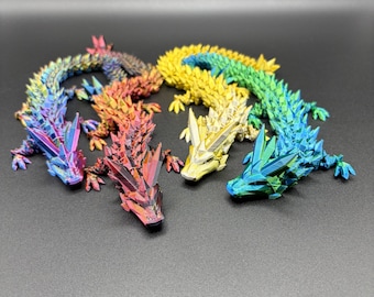 Dragon fidget articulated figurine with colored eyes and teeth, 3D Printed