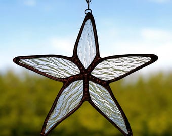 Stained Glass Starfish Suncatcher: Handmade Coastal Beach Decor