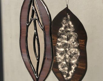 Stained Glass Vulva Suncatcher, Modern Minimalist Home Decor
