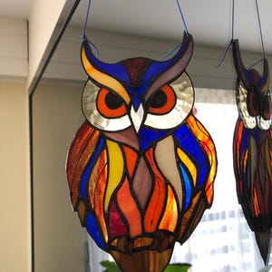 Handmade Stained Glass Owl: Colorful Whimsical Home Decor