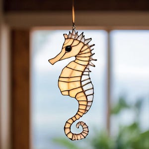 Handmade Stained Glass Seahorse Suncatcher Ocean-Inspired Coastal Decor for Windows Unique Beach Lover Gift Nautical Art for Home or Office