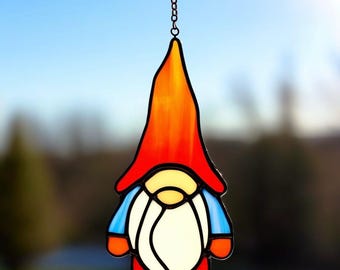 Solfångare i målat glas av gnome: Handgjord, nyckfull fönsterdekoration