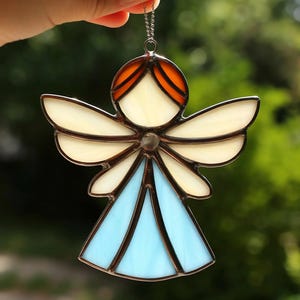 Stained Glass Angel Suncatcher Guardian Angel Window Hanging – Handmade Spiritual Decor – Memorial Gift Heavenly Glass Art – Angel Ornament