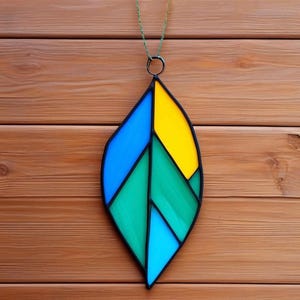 Handmade Stained Glass Leaf Suncatcher: Colorful Nature Decor