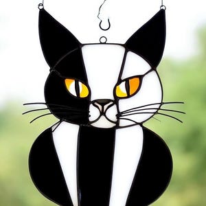 Stained Glass Cat Suncatcher: Handmade Feline Window Decor