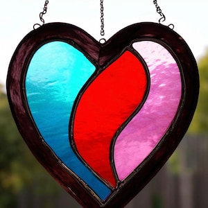 Handmade Stained Glass Heart: Colorful Window Hanging Decor