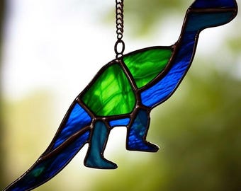 Stained Glass Dinosaur Suncatcher: Handmade Jurassic Decor