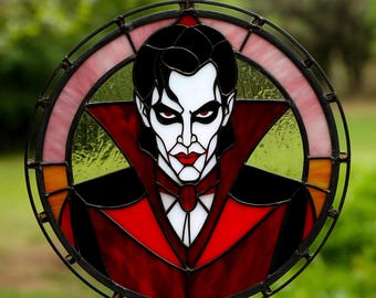 Stained Glass Vampire | Gothic Window Hanging | Halloween Gothic Decor | Spooky Gift for Horror Lovers