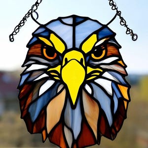 Handmade Stained Glass Eagle Suncatcher: Wildlife Window Decor