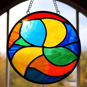 Handmade Stained Glass Suncatcher: Colorful Geometric Window Hanging