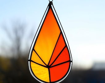 Stained Glass Orange Suncatcher: Handmade Citrus Window Decor