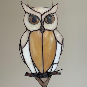 Handmade Stained Glass Owl Figurine: Unique Home Decor