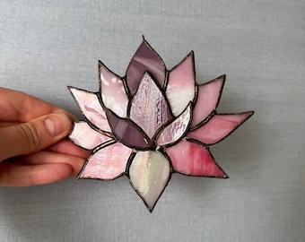 Stained Glass Lotus Suncatcher: Handmade Boho Zen Decor