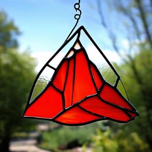Handmade Stained Glass Mountain Suncatcher: Rustic Home Decor Gift