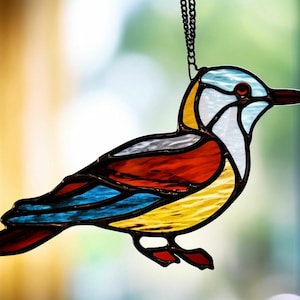 Handmade Stained Glass Seagull Suncatcher: Coastal Window Decor