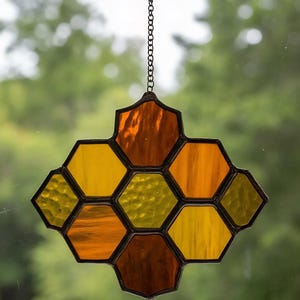 Buntglas Bienenwaben Sonnenfänger: Handgemachte Bienen Liebhaber Fenster Dekoration