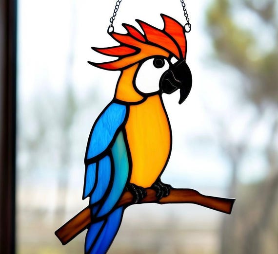 Decorazione Acchiappasole Pappagallo Colorato - Da Appendere A Finestra O Giardino | Effetto Arcobaleno - Foto 5