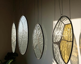 Modern Stained Glass Mobile – Art Deco Style Colorful Suncatcher, Contemporary Window Decor