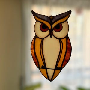 Handmade Stained Glass Owl Figurine: Colorful Home Decor