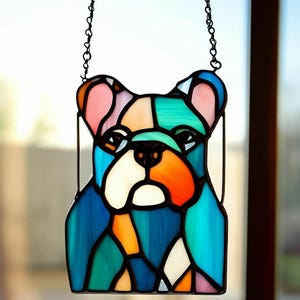 Stained Glass French Bulldog Suncatcher: Handmade Frenchie Wall Decor