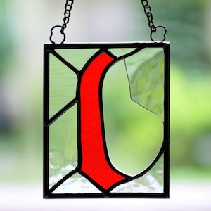 Letra L de vidrio de colores hecha a mano, arte decorativo del alfabeto, monograma personalizado, regalo único, decoración del hogar, atrapasol con inicial personalizada, vidrio Tiffany