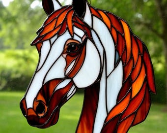 Stained Glass Horse Suncatcher: Handmade Equestrian Window Decor