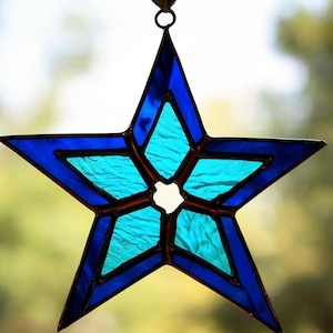 Handmade Stained Glass Star: Vibrant Window Hanging, Custom Art