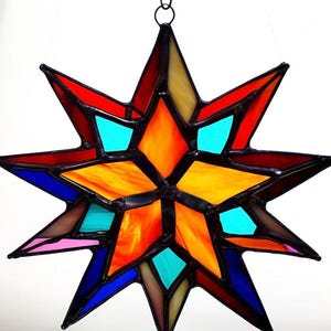 Handmade Stained Glass Star: Vibrant Window Decoration