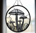 Stained Glass Mushroom Suncatcher: Whimsical Cottagecore Window Art product logo