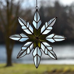Stained Glass Snowflake Ornament: Handcrafted Winter Holiday Decoration