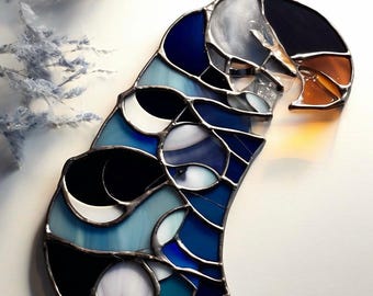Gebrandschilderd glas maanstanden Suncatcher: hemelraam hangend