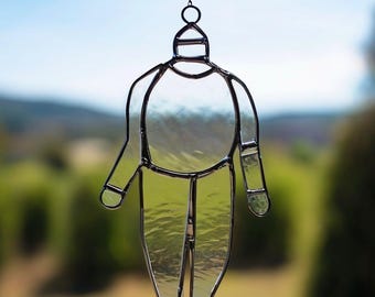 Stained Glass Astronaut Suncatcher: Handmade Cosmic Window Hanging